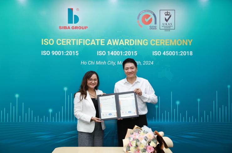 Siba Group được công nhận đạt Tiêu chuẩn hóa quốc tế với 3 chứng chỉ:  ISO 9001:2015; ISO 14001:2015; ISO 45001:2018