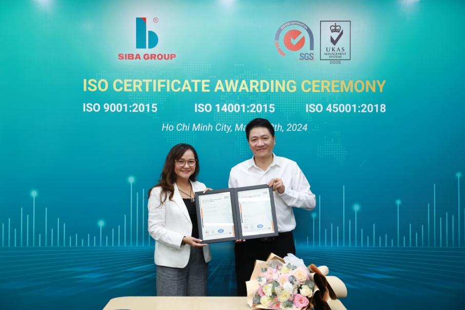 Siba Group được công nhận đạt Tiêu chuẩn hóa quốc tế với 3 chứng chỉ:  ISO 9001:2015; ISO 14001:2015; ISO 45001:2018